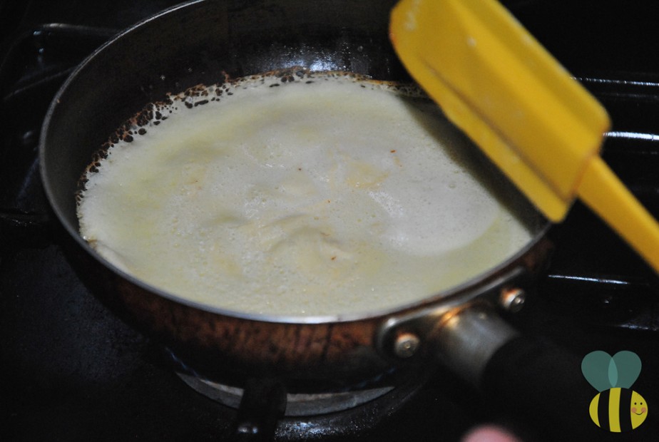 Cooking crepe on the pan Cooking crepe on the pan